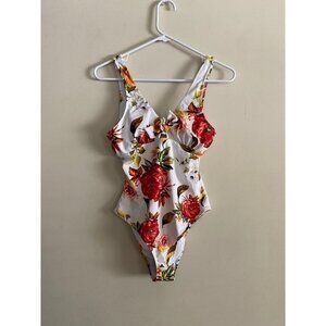NWT Cupshe floral print open back one piece bathing suit size small